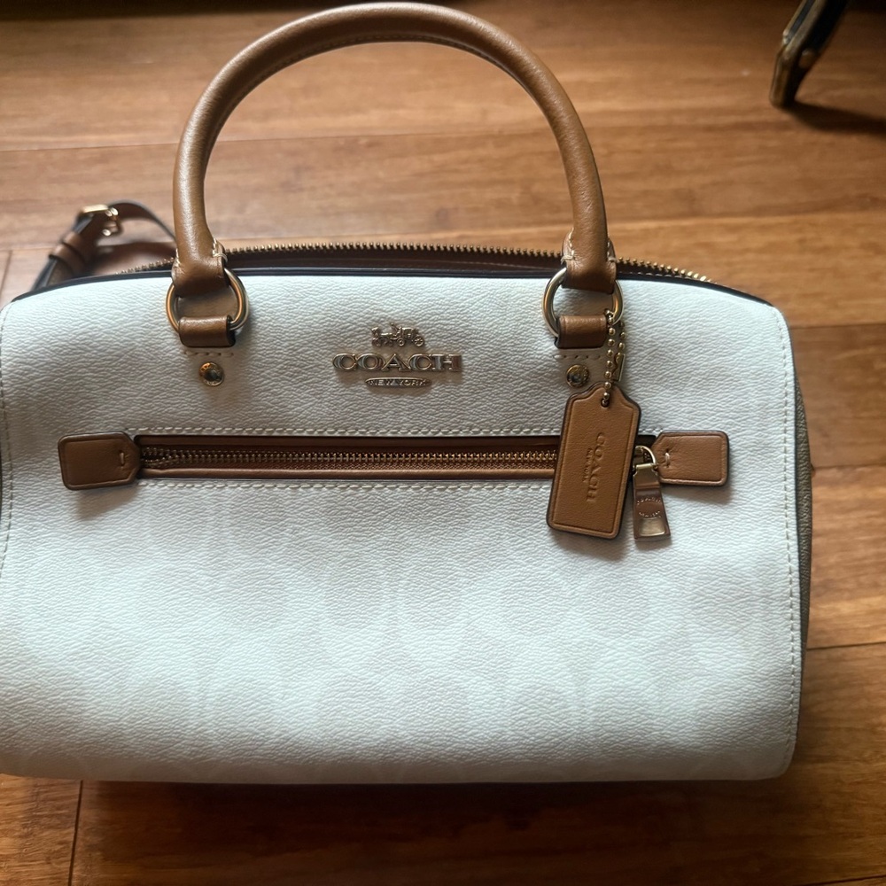 Coach Cream and Tan Satchel